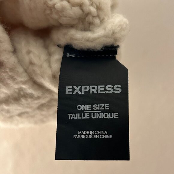 Express Beige Winter Beanie Hat - Picture 2 of 2
